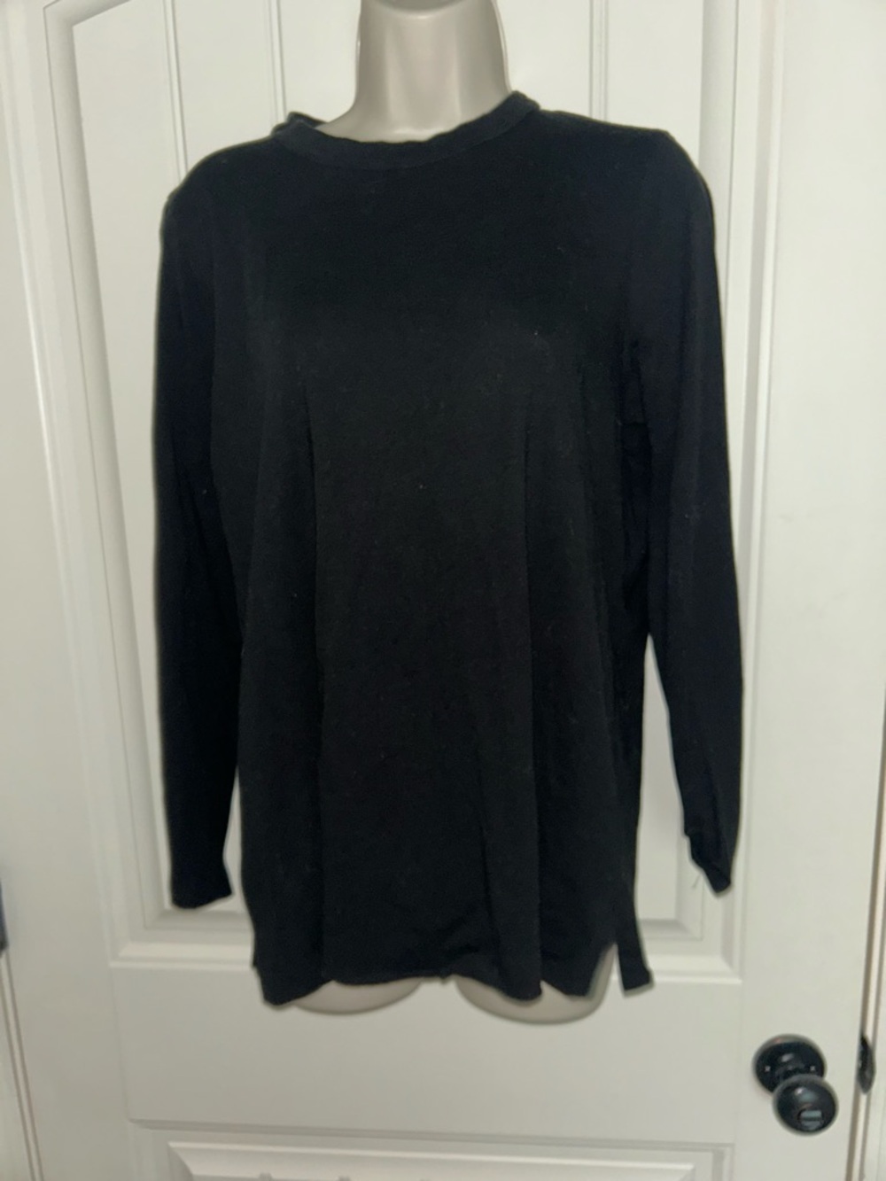 NEW Eileen Fisher 100% Organic Cotton Classic Black Long Sleeve Crewneck Top S